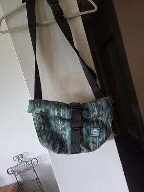 Ethnotek Green Patterned Cyclosling Bag, Wallet, Accessories Pouch Bundle